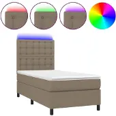 vidaXL Boxspring met matras en LED stof taupe 200x200 cm