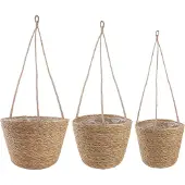 vidaXL Zeegras Plantenmanden 3 pcs Naturel Ø26 x 19 cm 100% Zeegras