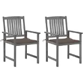 vidaXL Tuinstoelen 2 st met kussens massief acaciahout grijs