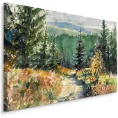 Karo-art Schilderij - Prachtig schilderij van een landschap, print op canvas, premium