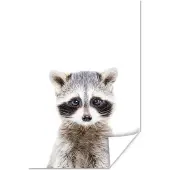 PosterMonkey Poster Wasbeer - Dieren - Natuur - Wit - 60x90 cm