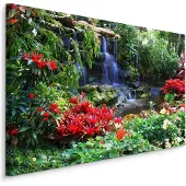 Karo-art Schilderij - Waterval in tropische tuin, premium print