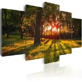 Karo-art Schilderij - In de schaduw van het bos, 5luik