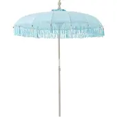 J-Line parasol Bobbi - hout/katoen - lichtblauw
