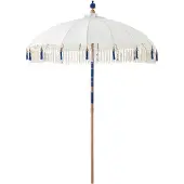 J-Line parasol Flavie - hout/katoen - ecru/blauw