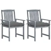 vidaXL Tuinstoelen 2 st met kussens massief acaciahout grijs