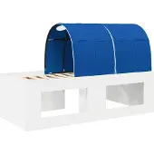 vidaXL Kinderhoogslaper met bureau 3 st Wit en Blauw Bewerkt hout