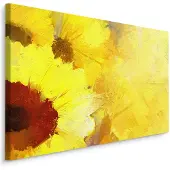 Karo-art Schilderij - Geschilderde zonnebloem close up (print op canvas)
