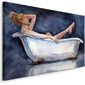 Karo-art Schilderij - Vrouw in Badkuip, Premium Print, 5 maten