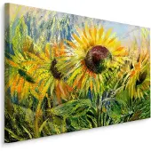 Karo-art Schilderij - Prachtige Zonnebloemen, Premium Print op Canvas