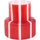 Present Time Vaas Raydo Retro - Helderrood - Ø18cm - Glas - Modern - Bloemenvaas - Woondecoratie - Decoratieve vaas voor woonkamer of slaapkamer