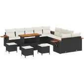 vidaXL Tuinbank Set 14 st Zwart poly rattan