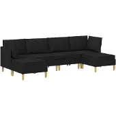 vidaXL Modulaire bankset met opslag 6 st Zwart Stof