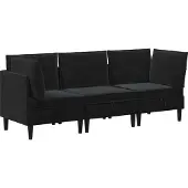 vidaXL Woonkamer Meubelset 3 st Zwart Fluweel