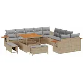 vidaXL Tuinbank Set 13 pcs Beige poly rattan