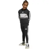 Adidas Trainingspak 'SEASONAL ESSENTIALS TIBERIO 3 STRIPES FLEECE LEGGINGS' grijs / zwart / wit