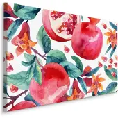 Karo-art Schilderij - granaatappels in waterverf, print op canvas, premium print