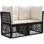 vidaXL Tuinbank Set 9 st Zwart poly rattan