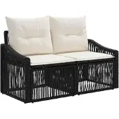 vidaXL Tuinbank Set 4 st Zwart poly rattan