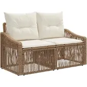 vidaXL Tuinbank Set 10 st Beige poly rattan