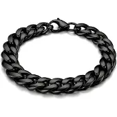 LGT JWLS Stalen heren armband Gourmet schakel Zwart 9mm-21cm