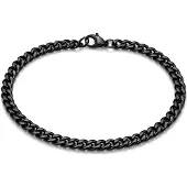 LGT JWLS Stalen heren armband Gourmet schakel Zwart 3mm-23cm