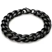 LGT JWLS Stalen heren armband Gourmet schakel Zwart 11mm-23cm
