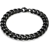 LGT JWLS Stalen heren armband Gourmet schakel Zwart 7mm-19cm