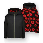 Vingino teddy reversible jas zwart Bloemen - maat 152