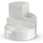 MAUL Potloodhouder ronde box eco, 6 vakken incl. notitie- en brievenvak, Ø 140 x H 125 mm, 90 % gerecycled kunststof, wit