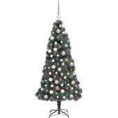 vidaXL Kunstmatige voorverlichte kerstboom met ballenset Groen 120 cm
