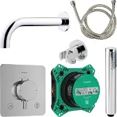 Hansgrohe Badkraanset Ecostat Vierkant met Handdouche Chroom