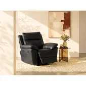 Vente-unique Relaxfauteuil van buffelleer PAKITA - Zwart
