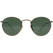 Ray-Ban 3447 001, Round, goudkleurig, groengrijze glazen, maat 47