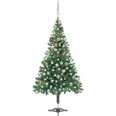 vidaXL Kunstkerstboom met verlichting en kerstballen 230 takken 120 cm