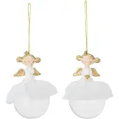 Bloomingville Kerstornament polyresin wit Griselda - set van 2