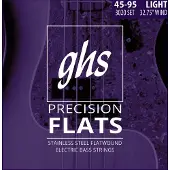 GHS FLAT WOUND STAINLESS STEEL SET LIGHT SHORT SCALE 45-60-75-95