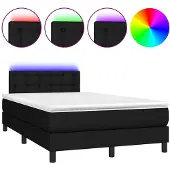 vidaXL Boxspring met matras en LED stof zwart 120x190 cm