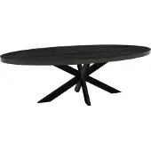 Lizzely Garden & Living Eettafel ovaal mangohout 240cm James zwart ovale industriële tafel duurzaam mango eetkamertafel