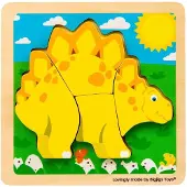 Bigjigs Houten vormpuzzel dinosaurus (Stegosaurus) - 4 stuks.