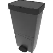 Kitchen Move Vuilnisbak voor de keuken, PICEA, 70 liter, Rechthoekig, Gemaakt van gerecycled plastic, Grijs, Met pedaal, Kunststof