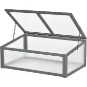 Outsunny kas - dennenhout - polycarbonaat - grijs