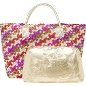 Faina Shopper goud / olijfgroen / fuchsia / rood