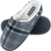 Dunlop - Heren Warm Pluche Fleece Gevoerde Instap Slippers met Geruit Patroon