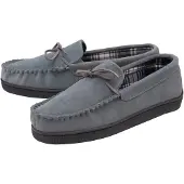 Dunlop - Heren Echt Suède Leren Fleece Gevoerde Mocassin Slippers (12, Grijs)