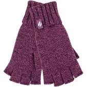 Heat Holder - Solide gebreide vingerloze dameshandschoenen - Paarse Draai