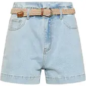 Smashed Lemon Korte broek met riem en hoge taille |