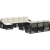 vidaXL Tuinbank Set 11 st Zwart poly rattan