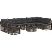 vidaXL Tuinbank Set 11 st Grijs poly rattan
