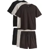 Next Pyjama kort lichtbeige / bruin / zwart
